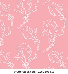 magnolische Linienmuster Blume Zeichnung Stoffgewebe
