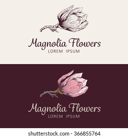 Magnolia Logo, Magnolia flower logo, Beauty logo, Fashion logo, Vector Logo Template