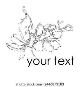 Magnolia logo. Hand drawn. Continuous line on a transparent background.