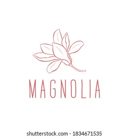 Logo de Magnolia. Plantilla de logotipo vectorial para el diseño de una floristería, cosméticos naturales, salón de belleza, tienda de bodas, marca de ropa