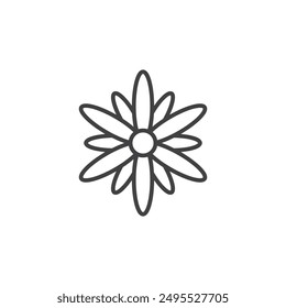Magnolia outlined icon isolated on white background
