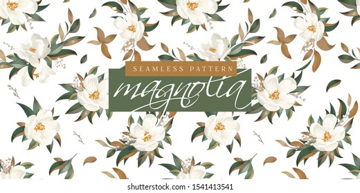 Magnolia Patrón floral sin soldadura mejor para las telas y las modernas pinturas de moda.