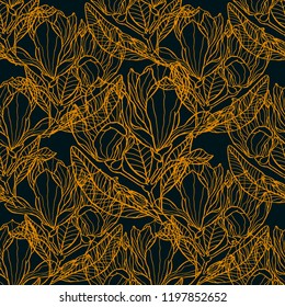 Magnolia. Seamless pattern for textile and women's clothes