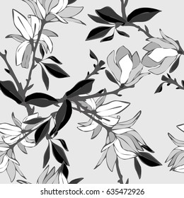 Magnolia Seamless Pattern. Vector Background.