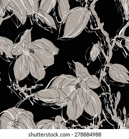 Patrón sin soldadura magnolia, vectoriales 8