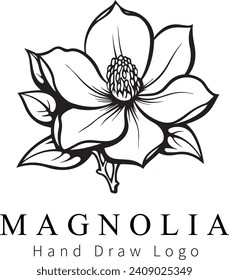 Magnolia Vector Illustration Logo Line Art 