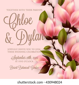 Magnolia wedding invitation template