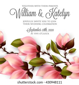 Magnolia wedding invitation template