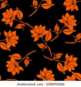 Magnolia yellow flower  pattern in vector, print , fabric