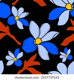 Magnolia.Seamless pattern.Vector.Image on white and color background.