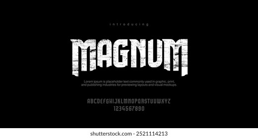 Magnum Font Modern abstract digital tech text. Logo creative fonts, type, technology, movie, digital, music, movie and illustration in vector format. Luxury Font Grunge 