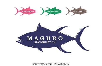 magoro the giant tuna fish logo, great silhouette of big bluefin fish vector illustrations