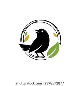 The Magpie bird logo is perched on a stalk and leaves, suitable for business, community and nature lover identities.