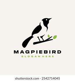 Magpie bird logo vector icon illustration