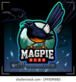 Magpie Bird Mascot. Esport Logo Design