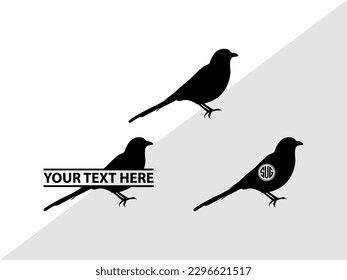 Magpie Bird Monogram, Magpie Bird Silhouette