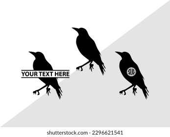 Magpie Bird Monogram, Magpie Bird Silhouette