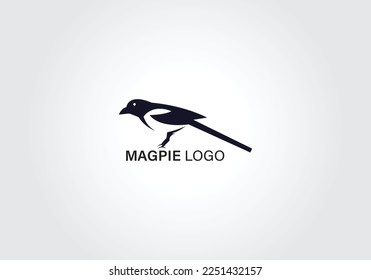 magpie bird negative space logo vector illustration