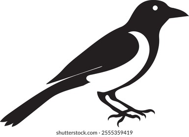 Magpie bird silhouette vector style art design 