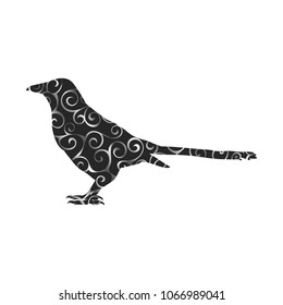 Magpie bird spiral pattern color silhouette animal