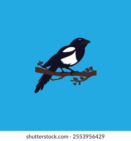 Magpie Bird Vector Logo Design