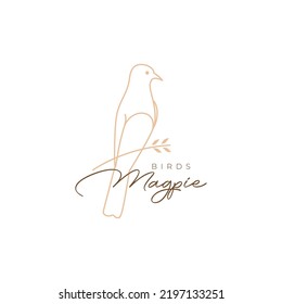 magpie with branch logo design