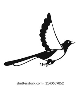 Magpie fly icon. Simple illustration of magpie fly vector icon for web design isolated on white background