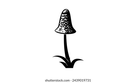 Magpie Fungi, , black isolated silhouette