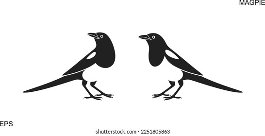 Magpie logo. Isolated magpie on white background