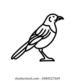 Magpie Outline Icon, Vector illustration