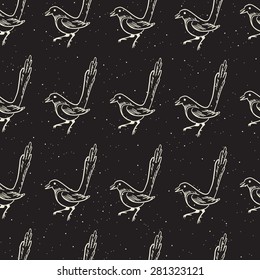 Magpie pattern. 
Vector drawing of a magpie sketches.
