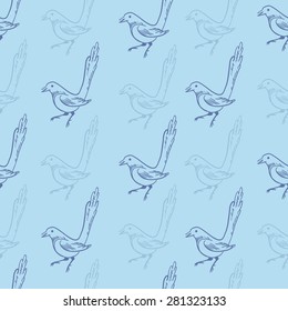 Magpie pattern. 
Vector drawing of a magpie sketches.
