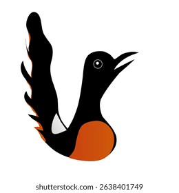 Magpie robin vector icon. Isolated black vector icon on magpie robin on white background.
