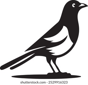Estilo de vetor de silhueta Magpie com fundo branco