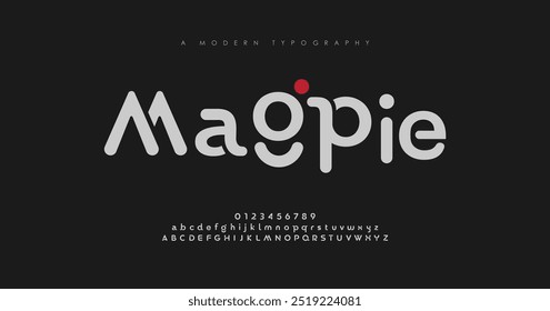 Magpie Exclusivo moderno futurista sans serif alfabeto exibir fonte vetor ilustração