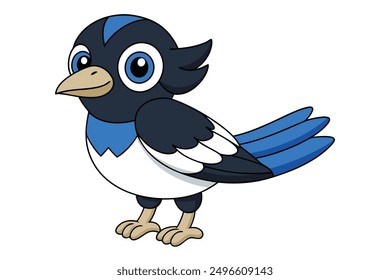 Magpie Vector Illustration Cartoon Clipart and Line Art Design