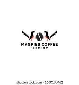 Magpies bird coffee logo design, coffee logo, bird logo