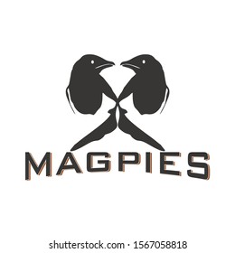 Magpies logo icon black. Design symbol bird of death