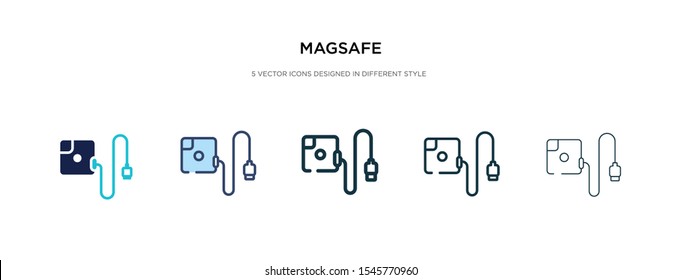 magsafe icon in different style vector illustration. two colored and black magsafe vector icons designed in filled, outline, line and stroke style can be used for web, mobile, ui