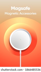 Magsafe Wireless Smartphone Charging. Vector Illustration. Wireless Phone Charger.