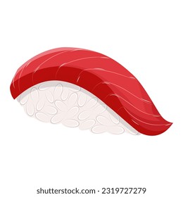 Maguro nigiri sushi with tuna flat vector isolated on white background.