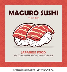 Maguro sushi Japanese food vector illustration