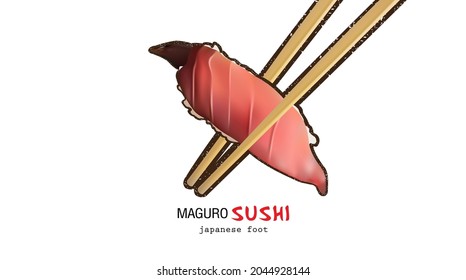 Maguro sushi. Japanese traditional food . Realistic vector illustration .