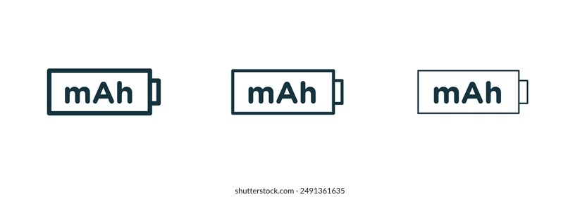 Conjunto de iconos de mAh sobre fondo blanco
