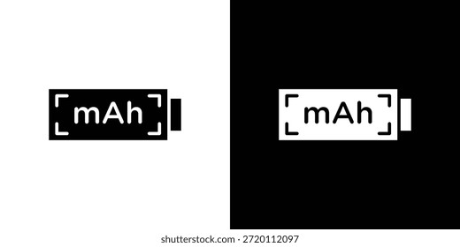 mAh icon simple flat graphic illustrations. Black and white silhouette vector