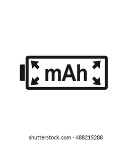 mAh icon, unit of energy, symbol for capacity rechargeable batteries.