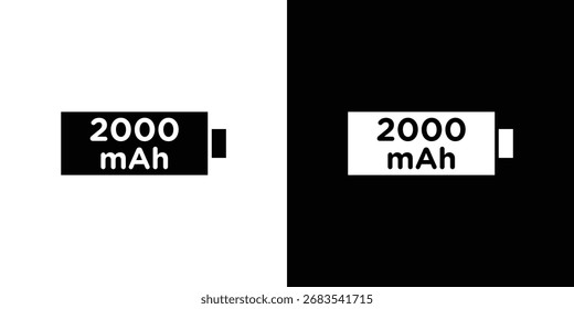 mAh-Symbol, Vektorgrafik. Flacher, einfarbiger, schwarzer Vektor