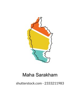 Maha Sarakham Map. vector map of Thailand design template with outline graphic sketch style isolated on white background