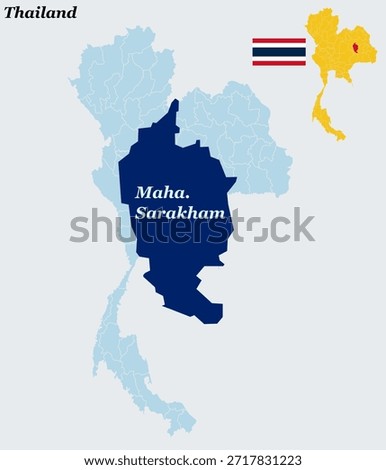 Maha Sarakham Province Thailand Vector Design with Flag Educational Hub Isan Region and Cultural Center Outline