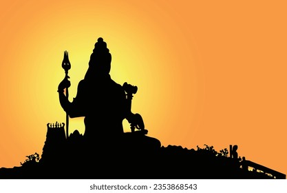 Maha shivarathri silhouette vector illustration. Lord shiva Statue.Mahadev  svg